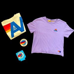 AVIATOR NATION Purple Crop Embroidery Tee